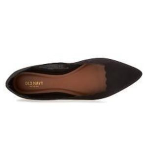 Old navy Black Suede Scalloped Pointed Flats